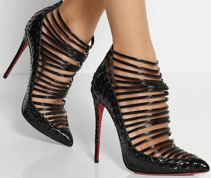 Christian Louboutin Gortik 120 python and patent-leather ankle boot