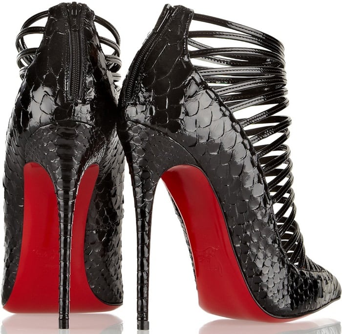 Christian Louboutin Gortik 120 python and patent-leather ankle boots
