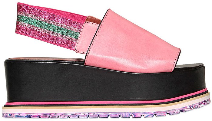 Sonia Rykiel glitter elastic slingback platform sandals