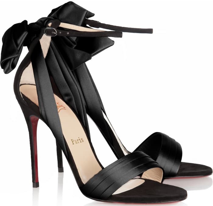 Christian Louboutin Black Vampanodo Satin and Suede Sandals