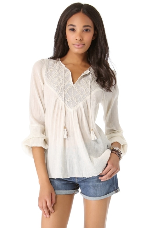 Twelfth St. by Cynthia Vincent Crochet Peasant Top