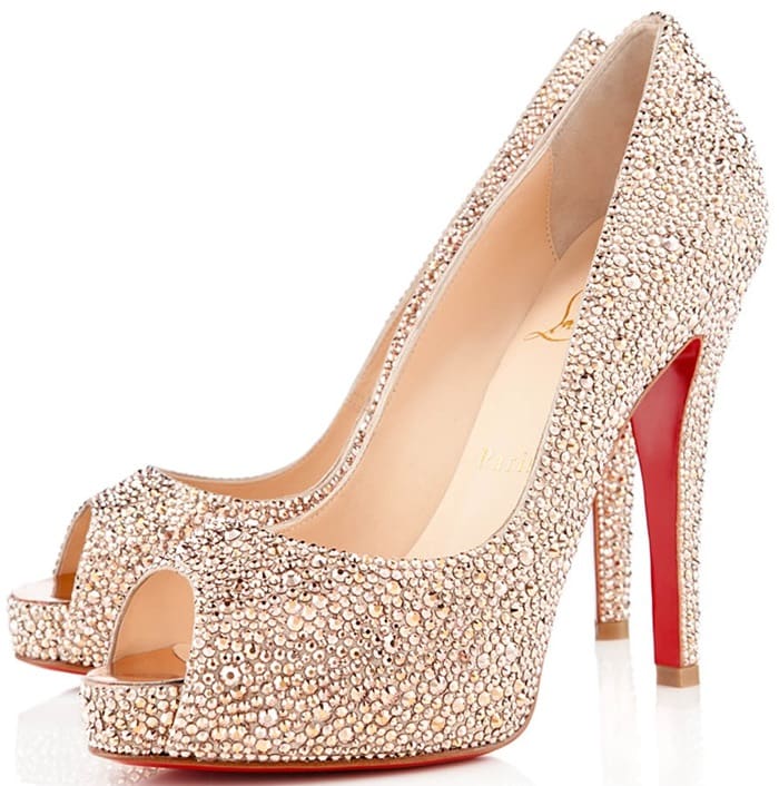 Gold Christian Louboutin Very Riche 120mm Crystal Strass Pumps