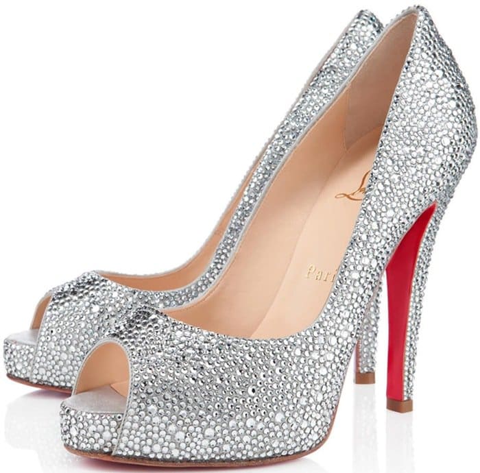 Silver Christian Louboutin Very Riche 120mm Crystal Strass Pumps