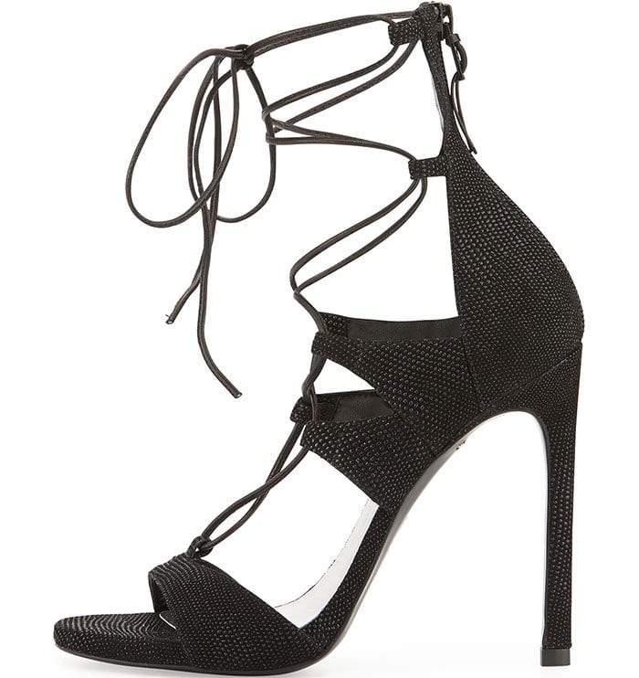 Stuart Weitzman LegWrap Lace-Up Sandals in Black