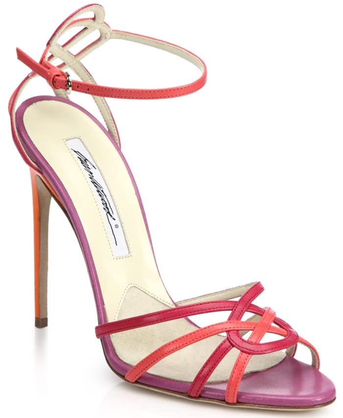 Brian Atwood Pink Cassia Colorblock Leather Sandals