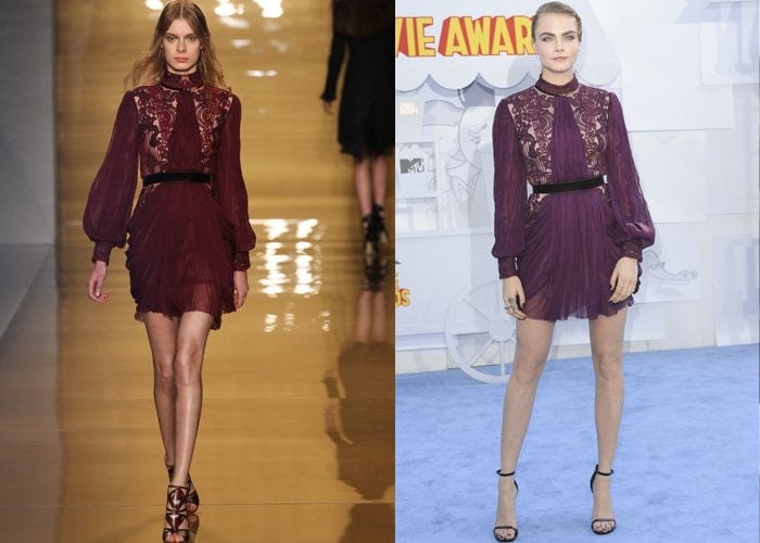 Cara Delevingne in a gorgeous dress from the Reem Acra Fall 2015 Collection