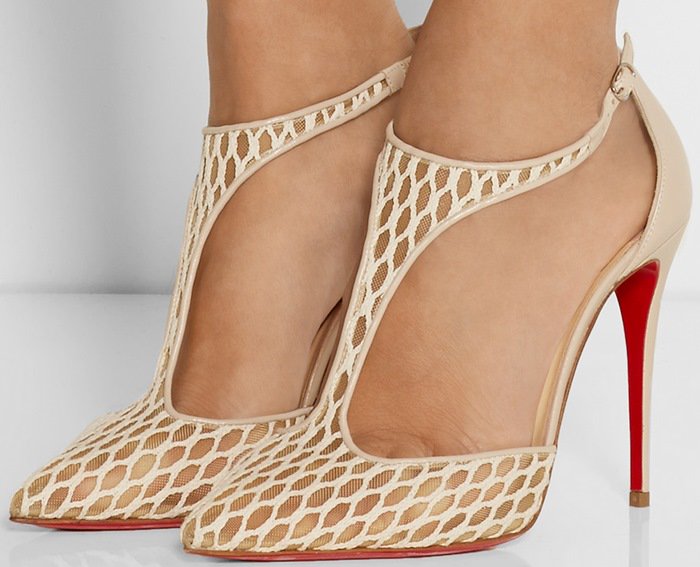Christian Louboutin Salonu 100 embroidered mesh and leather pumps