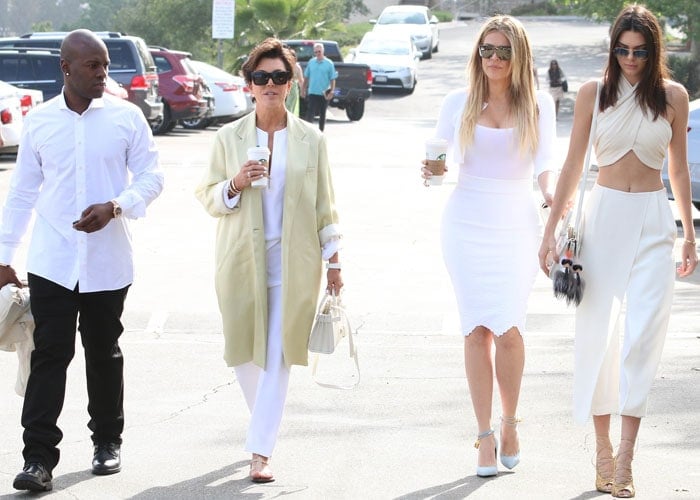 The Kardashian-Jenner family attend Easter service in Woodland Hills on April 5, 2015