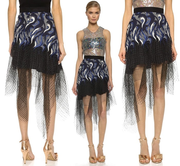 Rodarte Embroidered Lace & Net Skirt