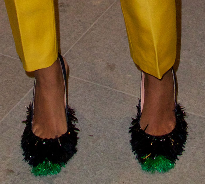 Solange Knowles in Rochas slingback pumps