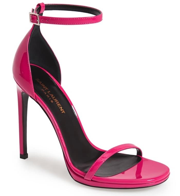 Saint Laurent Jane Sandals in Pink Patent Leather