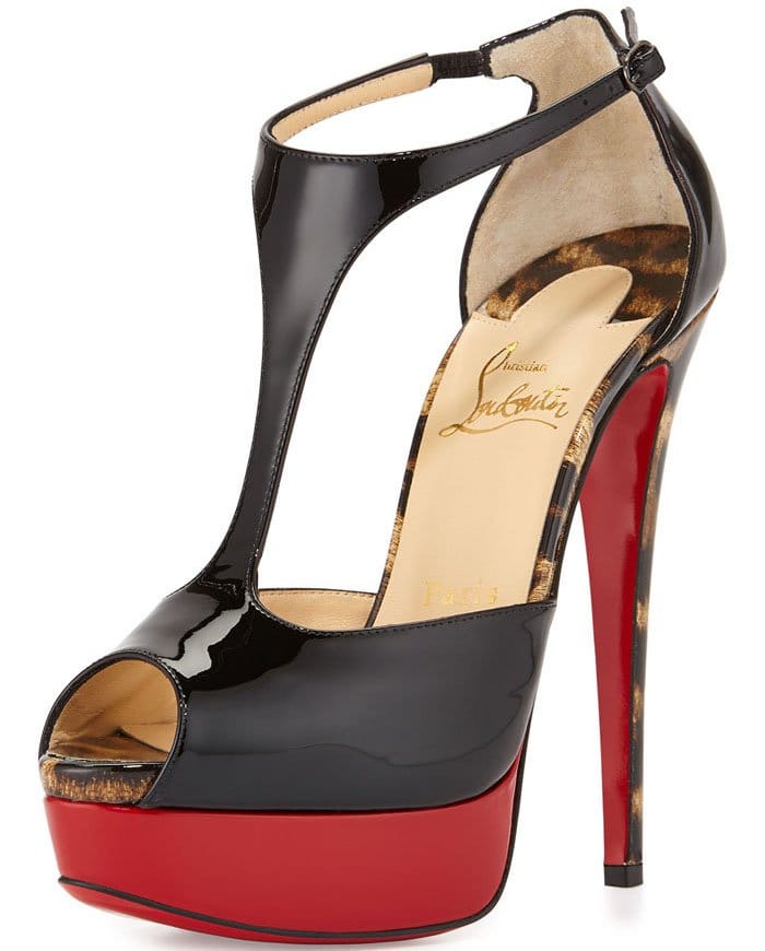 Christian Louboutin Jailopa Patent Red Sole Pump in Black and Leopard