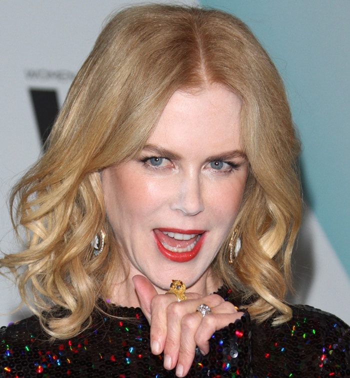 Nicole Kidman in a glittering multicolored number from the Nina Ricci Fall 2015 collection