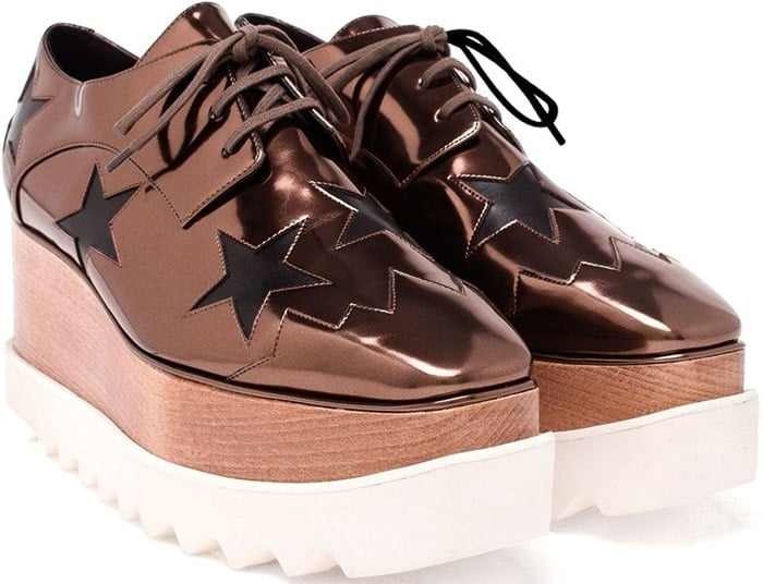 Stella McCartney Gold Elyse Leather Platform Shoes