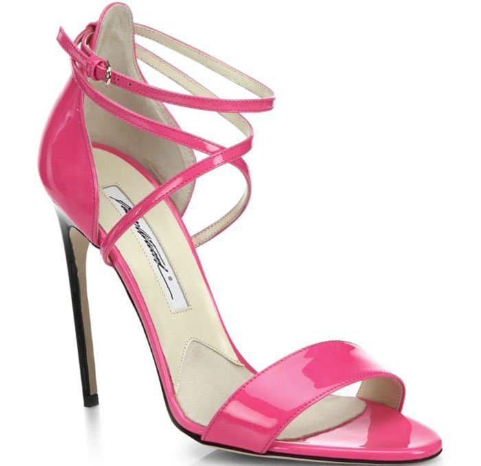 Brian Atwood Tamy Sandals Criss Cross Patent Leather