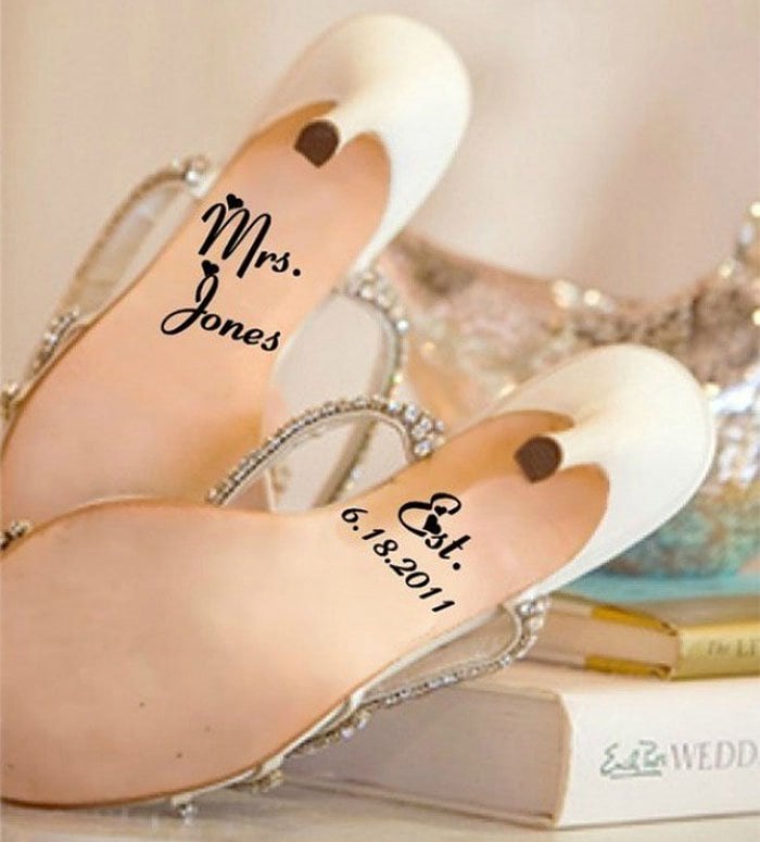 Kreative Decals Last Name and Wedding Date Shoe Stickers