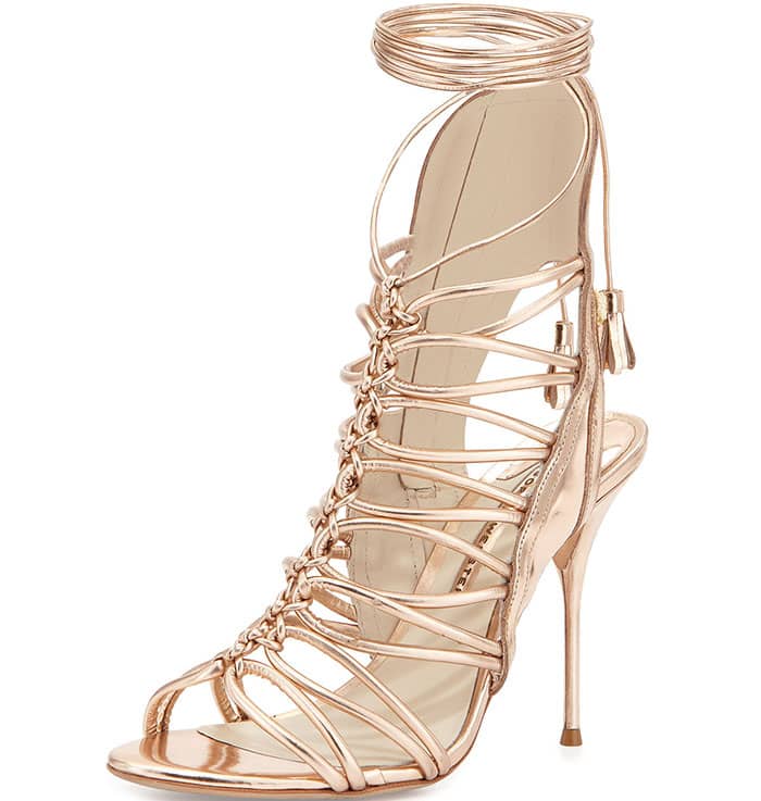 Sophia Webster Lacey Lace-Up Gladiator Sandals Metallic