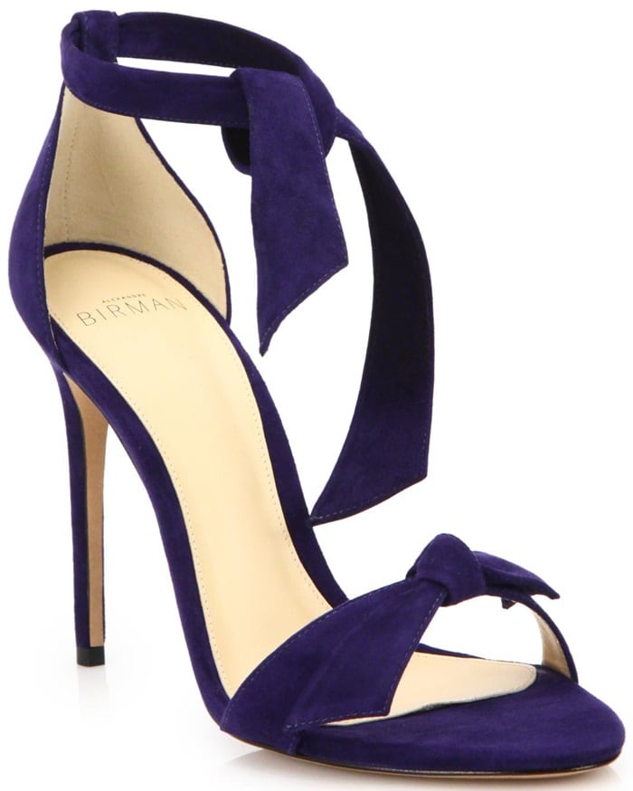 Alexandre Birman Purple Clarita Suede Ankle-Tie Sandals