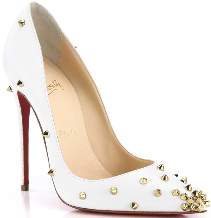 Christian Louboutin White Degraspike Studded Leather Pumps