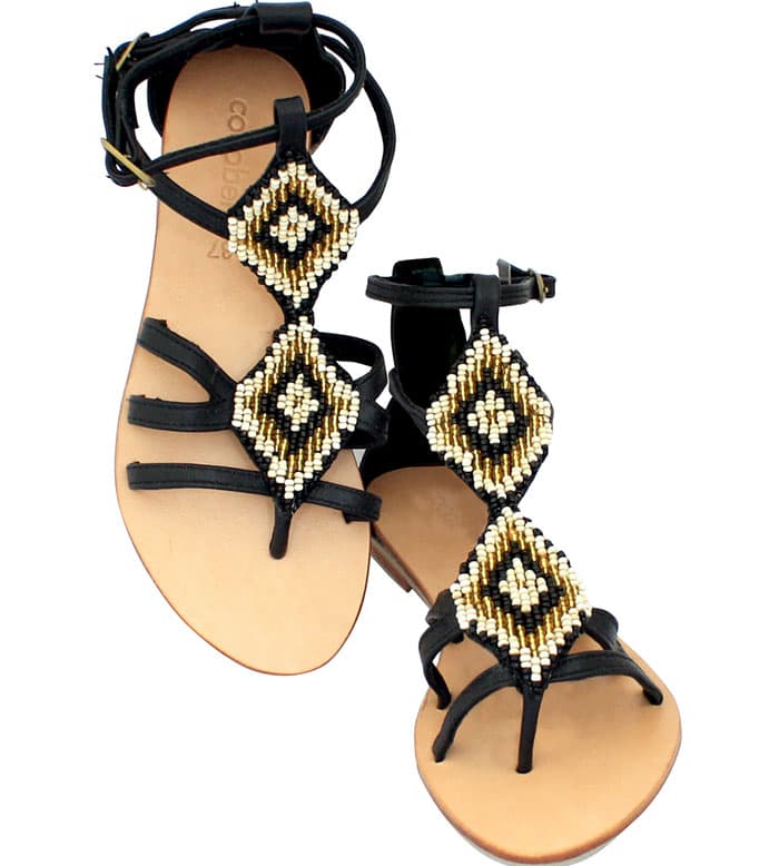 Cocobelle Aztec Beaded Flat Sandals