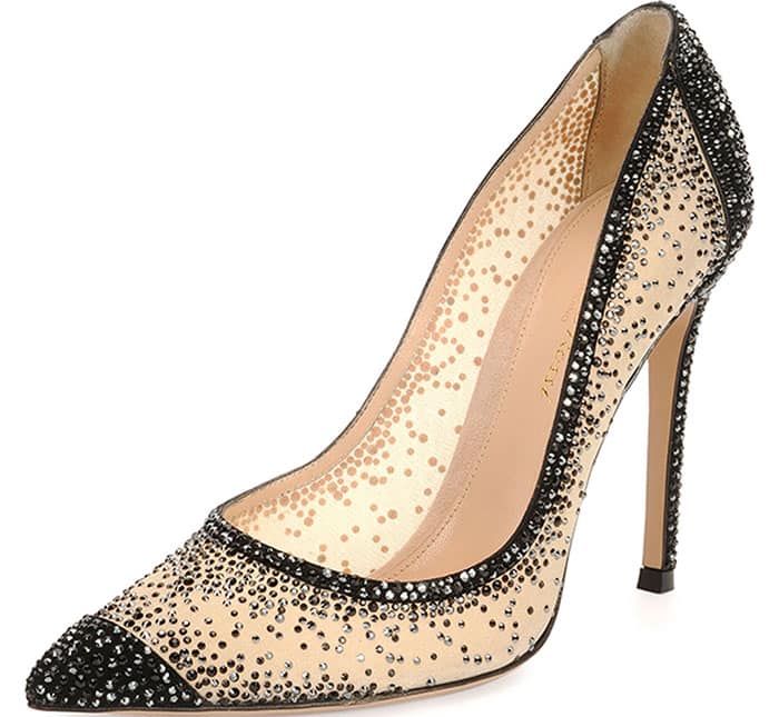 Gianvito Rossi Crystal Mesh Point-Toe Pumps