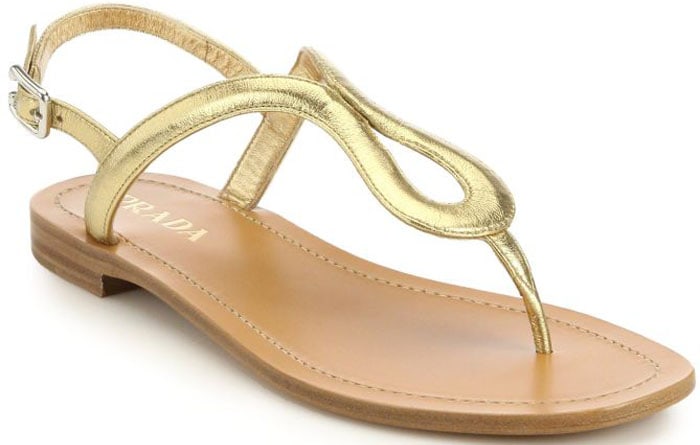 Prada Gold Metallic Thong Sandals
