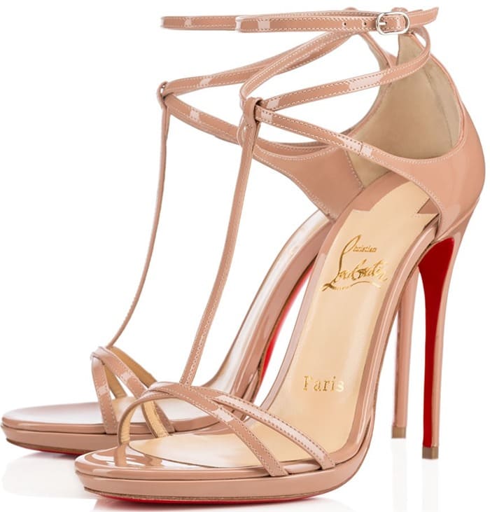 Christian Louboutin Benedetta Fall 2015 T-Strap Sandals Nude