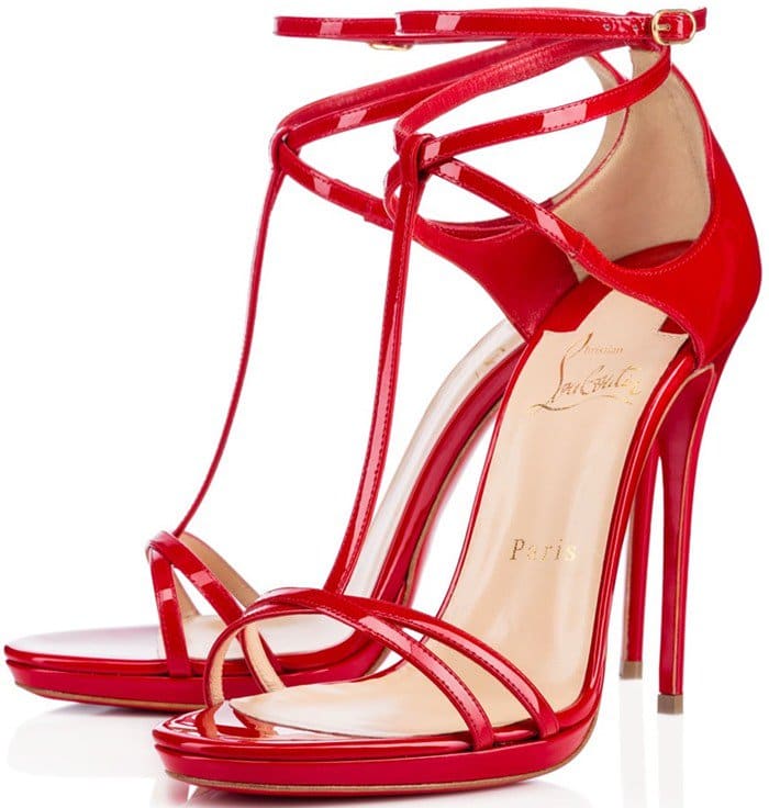 Red Christian Louboutin Benedetta Fall 2015 T-Strap Sandals