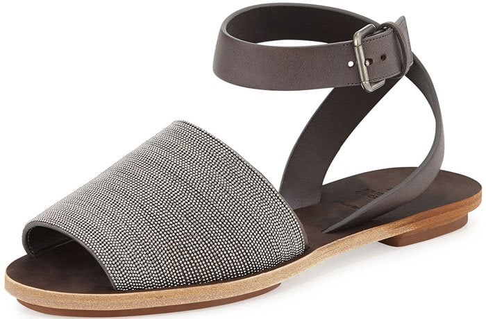 Brunello Cucinelli Beaded Ankle Strap Sandals