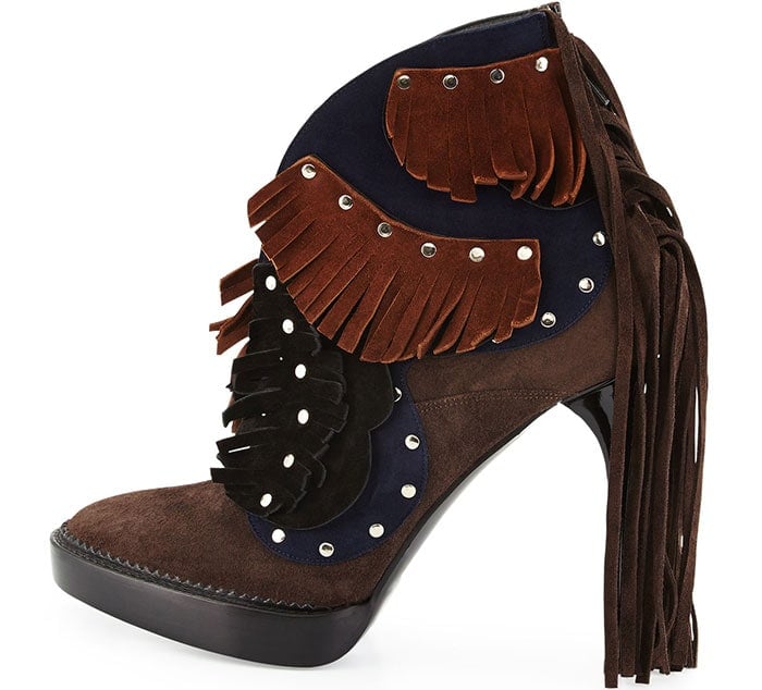 Burberry Lilybell Studded Fringed Suede Booties