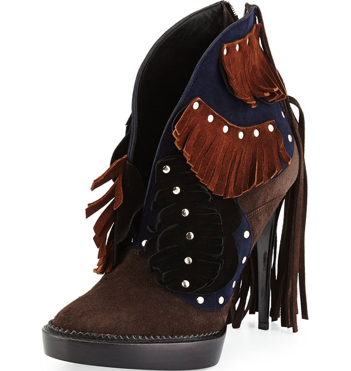 Burberry Lilybell Studded Fringed Suede Booties