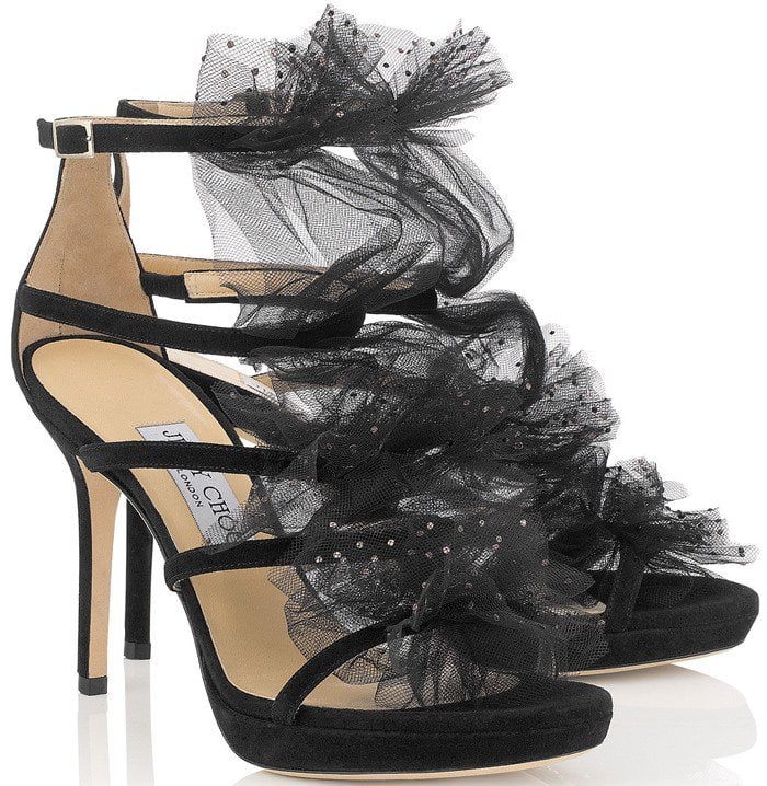 Jimmy Choo Floresse Tulle and Crystal Sandals