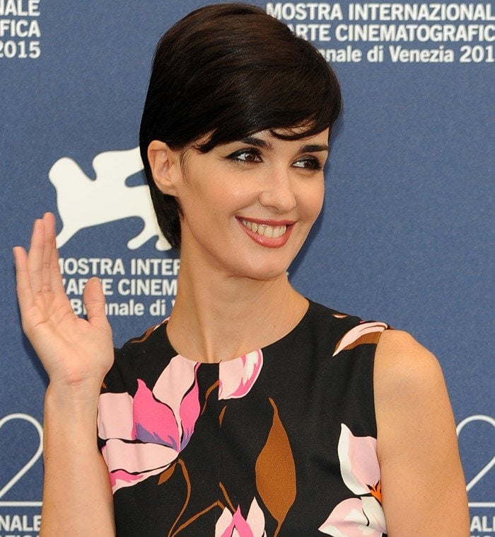 Paz Vega in a floral dress while attending their Venezia 72 Jury Photo Call held during the 2015 Venice Film Festival
