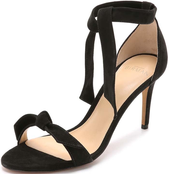 Alexandre Birman Clarita Black Suede Ankle-Tie Sandals