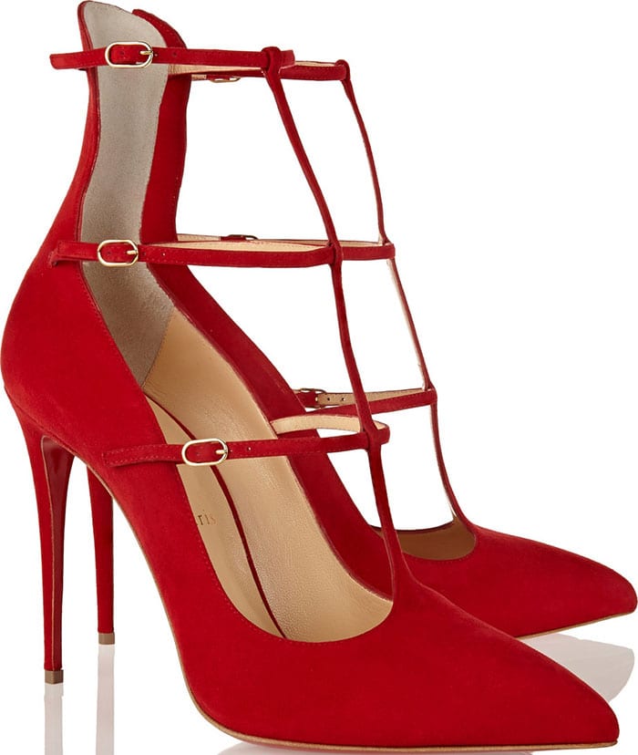 Red Suede Christian Louboutin Toerless Muse Pumps