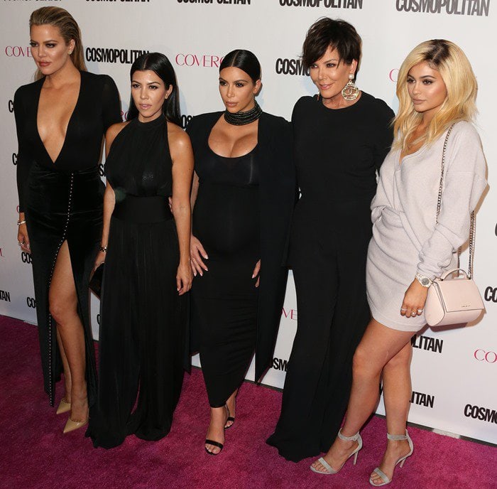 Khloe Kardashian, Kourtney Kardashian, Kim Kardashian, Kris Jenner, and Kylie Jenner at Cosmopolitan’s 50th Birthday Celebration at Ysabel in West Hollywood on October 12, 2015