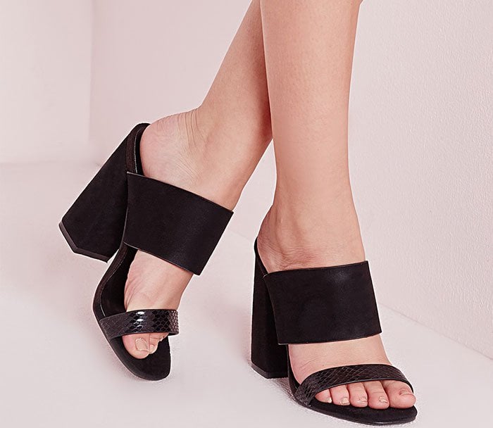 Missguided Double-Strap Block-Heel Mules