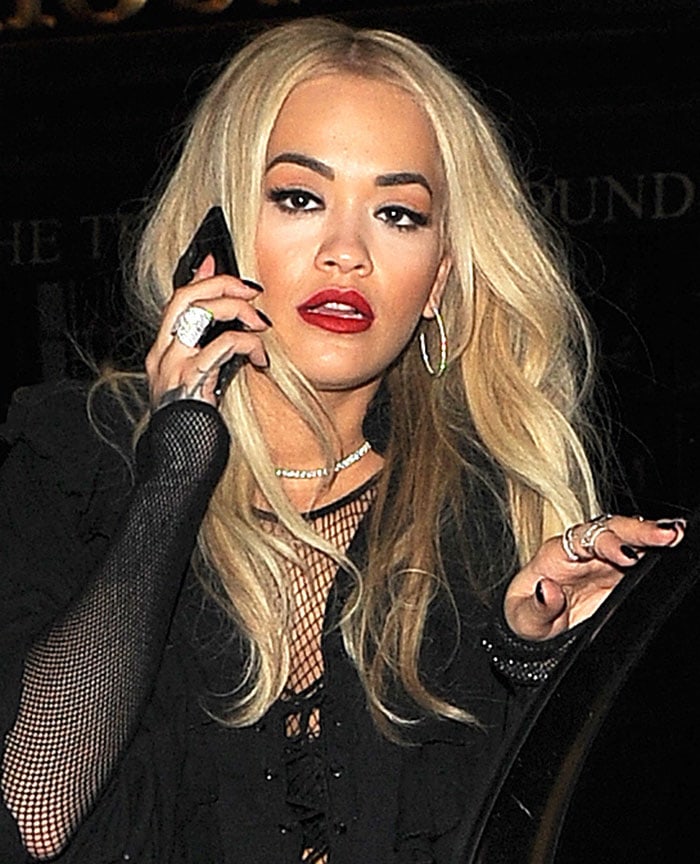 Rita Ora at the 'Kill Your Friends' screening before enjoying a night out at Soho House in London, England, on October 27, 2015