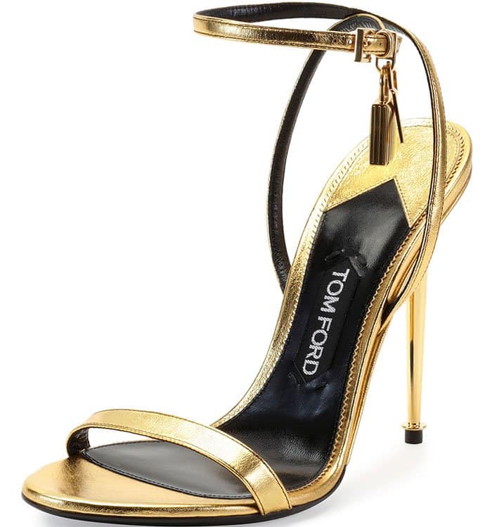 Tom Ford Ankle-Lock Sandals Metallic Gold