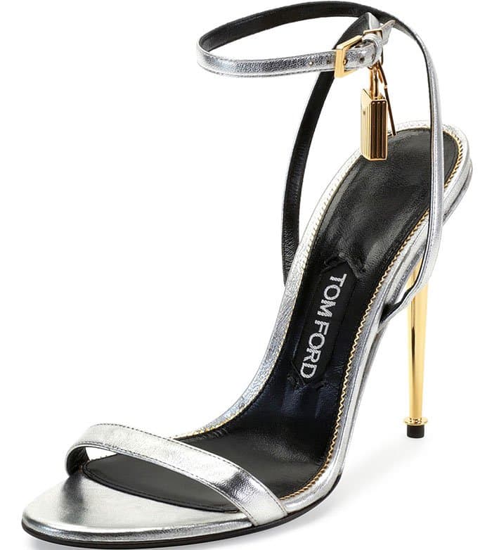 Tom Ford Ankle-Lock Sandals Metallic Silver