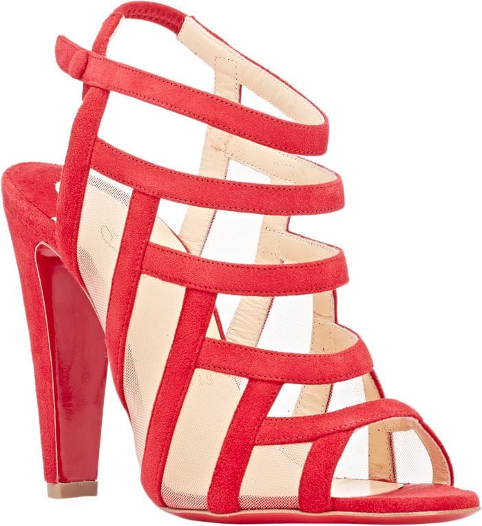 Red Suede Christian Louboutin Nicobar Caged Sandals