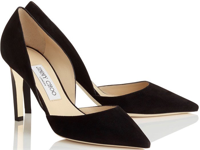 Darylin Black Suede Pointy Toe Pumps
