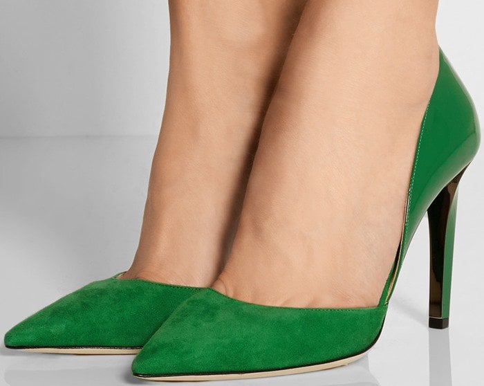 Darylin Kew Suede and Patent Pointy Toe Pump