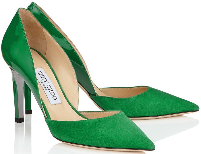 Darylin Kew Suede and Patent Pointy Toe Pumps