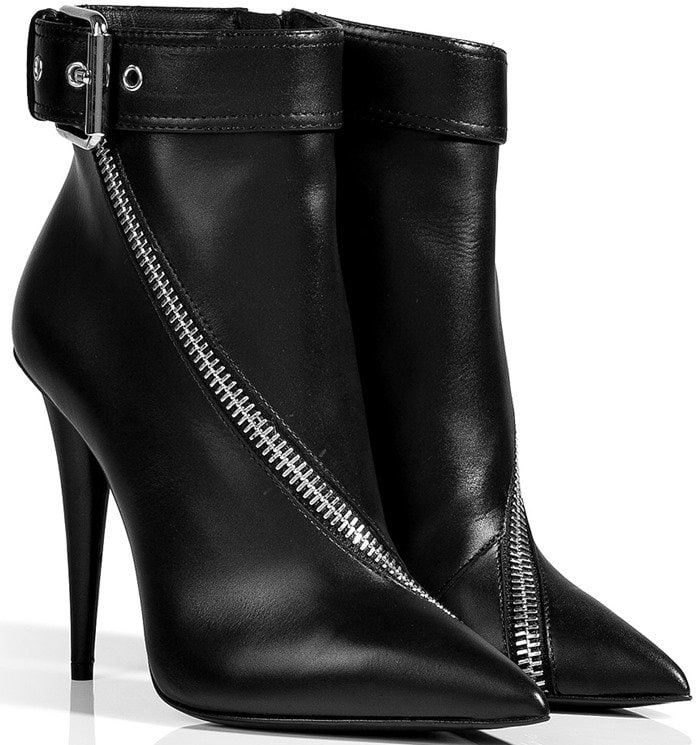 Giuseppe Zanotti Leather Twist Zip Ankle Boots in Black
