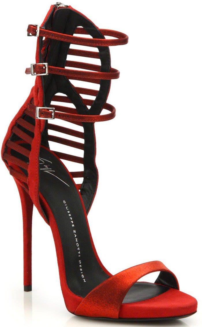 Giuseppe Zanotti Red Suede & Satin Cage Sandals