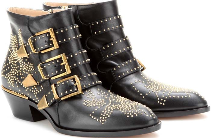 Chloe Susanna Black Studded Leather Ankle Boots