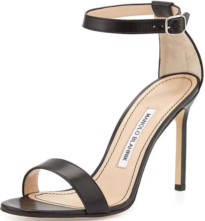 Manolo Blahnik Chaos 115 Sandals in Black Leather