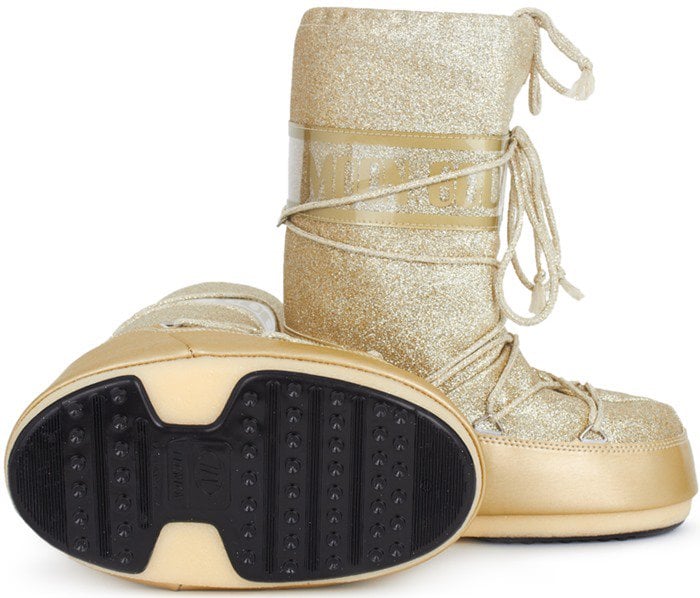 Moon Boot Gold Glitter Delux Moon Boots Side