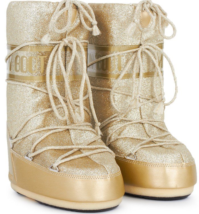 Moon Boot Gold Glitter Delux Moon Boots